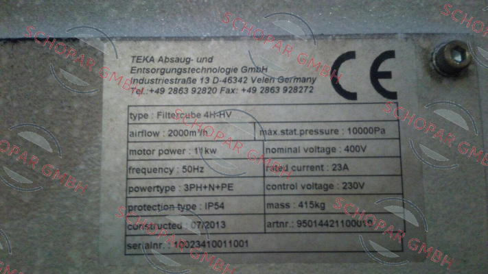 Teka-FILTER FOR: Filtercube 4H-HV replaced by 100050250 