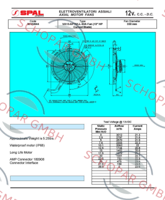 SPAL-VA13-AP70/LL-63A D330 12V