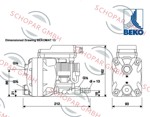 Beko-2000021  KA13A10A0 BEKOMAT 13, 230 VAC