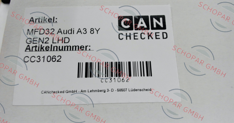 CANchecked-280156 / CANchecked MFD32 GEN 2 - 3.2" Display Audi A3 8Y - LHD