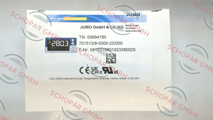 Jumo-p/n: 694785, Type: 701513/8-0000-23/000