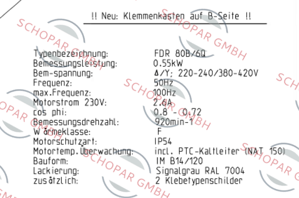 Dietz-Motoren-P/N: 2502.5282.2 Type: FDR 80B-6Q