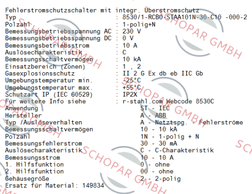 Stahl-8530/1-RCBO-STAA101N-30-C10 -000-2 / 322003