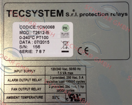 Tecsystem-P/N: 1CN0068, Type: T2612B