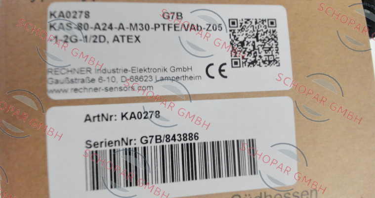 Rechner-p/n: KA0278, Type: KAS-80-A24-A-M30-PTFE/VAb-Z05-1-2G-1/2D, ATEX