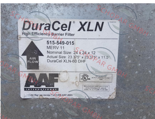 AAF-DuraCel XLN-60 DHF REPLACED BY DuraCel XL60N (M516-101-001) 