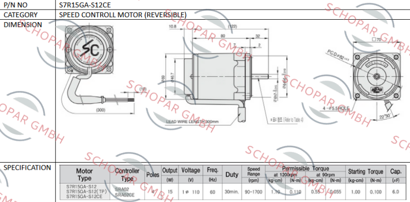 Spg Motor-S7R15GA-S12CE