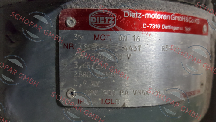 Dietz-Motoren-3598079 364431 obsolete, replacement P/N: 259960 Type: DN16 IE3 BIM FDR80C/2Q IP54-KST MIT FUS 