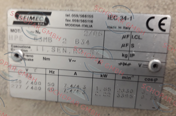 Seimec (Rossi)-HPE 63MB 2 B34 - OEM 