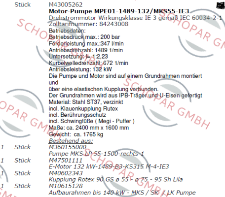 Pratissoli-MPE01-1489-132/MKS55-IE3 