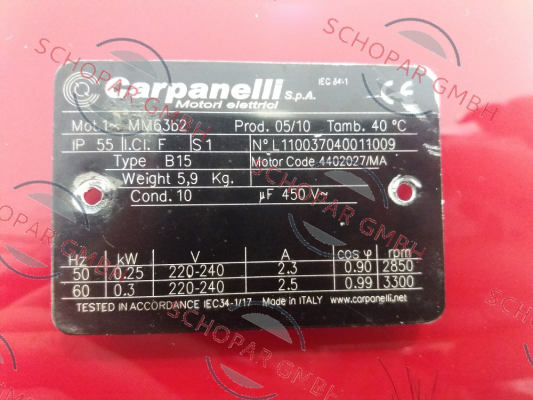 Carpanelli-Mot.1 MM63b2  Motor Code: 4402027/MA Type: B15