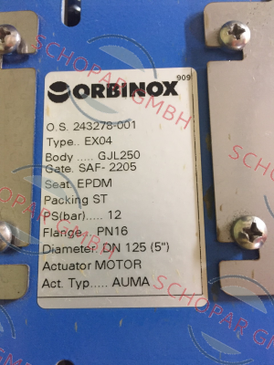 Orbinox-EPDM Sitzdichtung 