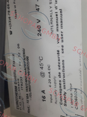 Eurotherm-TE10A/16A/240V/4mA20/PA/ENG/-/CL/MSFUSE/99/(622)/00 obsolete/replacement EFIT/16A/240V/4MA20/PA/ENG/SELF/CL/FUSE/-/