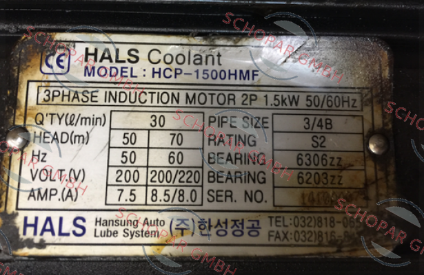 Hansung Precision-HS NO. 8413.70-9020 