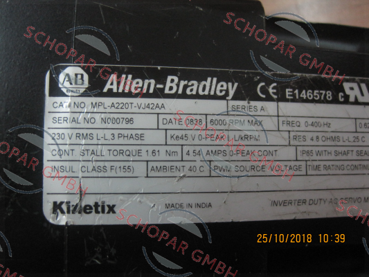 Allen Bradley (Rockwell)-MPL-A220T-VJ42AA ( used item ) 