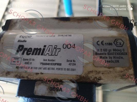 TYCO-PRA00401XX0PM00 S/N: 421204 obsolete,alternative Proval Series PA75DA,brand Cotswold Valves