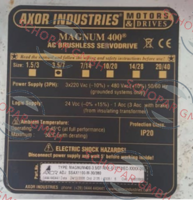 Axor Industries-MAGNUM 400 old code / new code 93811310