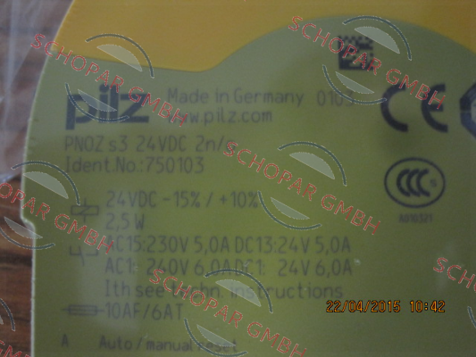 Pilz-p/n: 750103, Type: PNOZ s3 24VDC 2 n/o