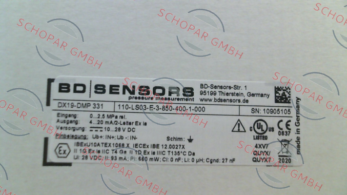 Bd Sensors-110-LS03-E-3-850-400-1-000