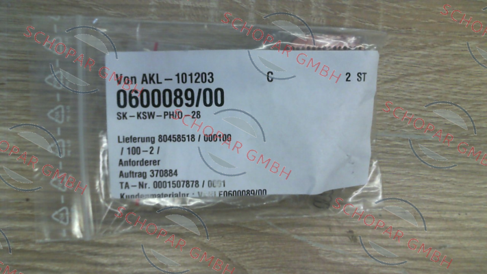 Vahle-P/n: 0600089/00, Type: SK-KSW-PH/O-28