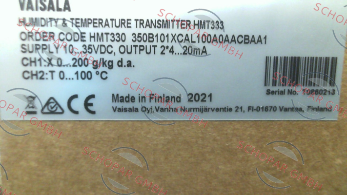 Vaisala-HMT330 350B101XCAL100A0AACBAA1