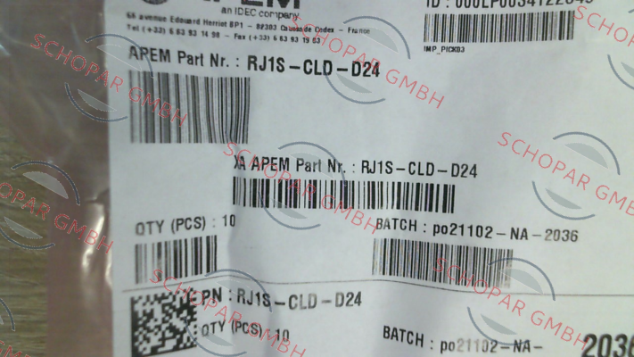 Idec-P/N: 210655 Type: RJ1S-CLD-D24 (pack x10)