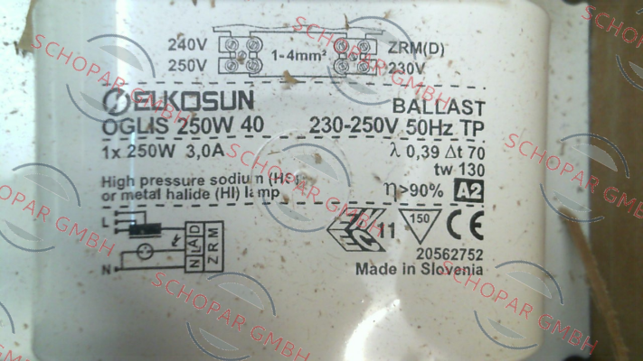 Tridonic-OGLIS 250W 40 230-250/50 040A094 TP