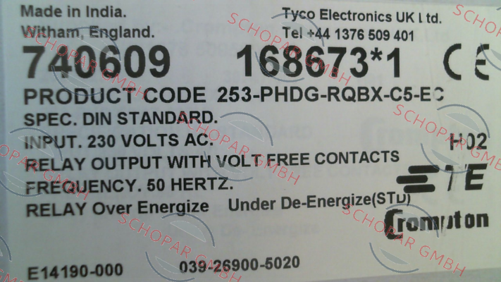 CROMPTON INSTRUMENTS (TE Connectivity)-253-PHDG - 230V/50Hz