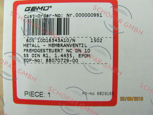 Gemü-605 10D16343A10/N 1502 