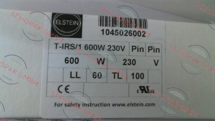 Elstein-T-IRS/1 (= T-IRS) 600 W 230 V