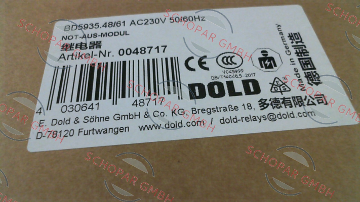 Dold-p/n: 0048717, Type: BD5935.48/61 AC230V 50/60Hz