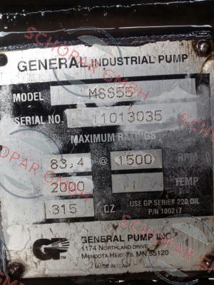 General Pump-11013035 replaced with MWSR50  