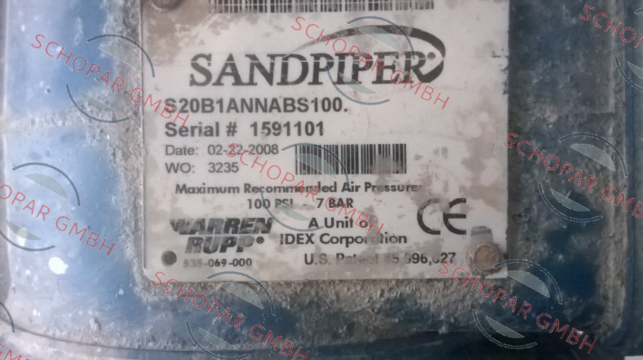 Sandpiper-S20B1ANNABS100, SN:1591101 REPLACED BY S20B1ABBABS600 