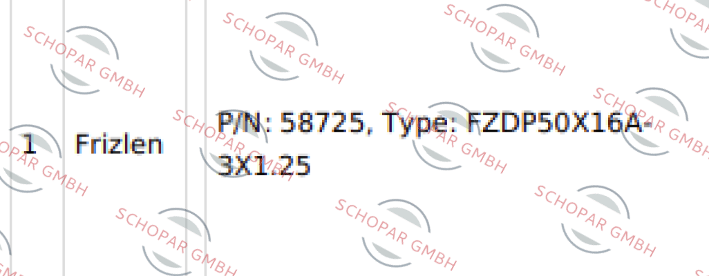 Frizlen-P/N: 58725, Type: FZDP50X16A-3X1.25