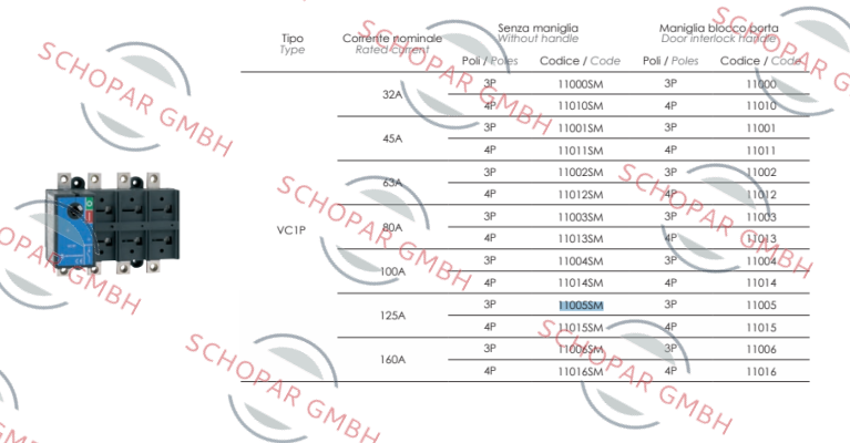 Technoelectric-P/N: 11005SM Type: VC1P