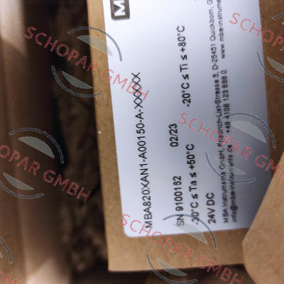 MBA Instruments-MBA820XAN1-A00150-A-XXXXX (1213978 )