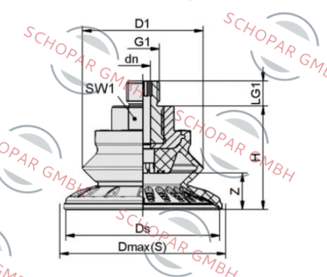 Schmalz-P/N: 10.01.06.01006 Type: SAB 40 NBR-60 M14x1.5-AG