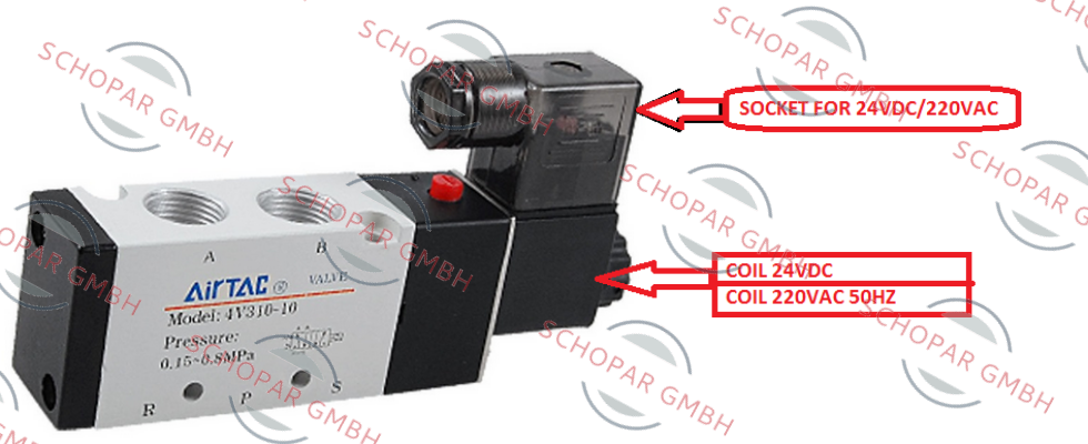 Airtac-COIL 24VDC FOR 4V310-10 + SOCKET  